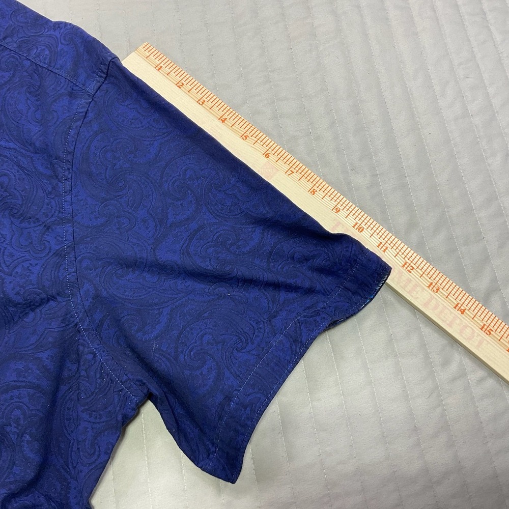 Robert Graham Mens 2XL Royal Blue Tonal Paisley Jacquard Short Sleeve Shirt XXL - Picture 5 of 9